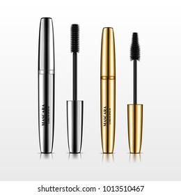 Isolated realistic cosmetic mascara packaging.  Vector 3d illustration for design  placard, presentation, banners and cover.