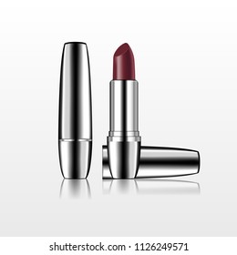 Isolated realistic cosmetic metallic  lipstick. Vector 3d illustration for design placard, presentation, banners and cover.