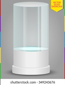 Una vitrina de vidrio vacío aislada y realista. Ilustración vectorial sobre fondo transparente.