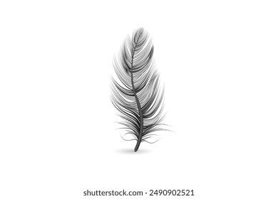 Isolated and realistic feather black icon feather slowly falling down design editable transparent background