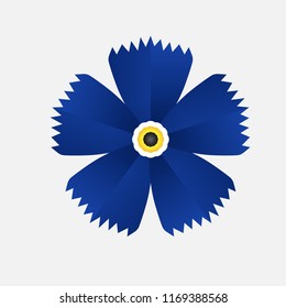 Isolated realistic  flower with five blue petals on white background.  Realistic style for banner, poster, promotion, web site, online shopping, advertising.