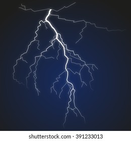 Isolated realistic lightning with transparency for design. Thunder-storm and lightning. Natural effects.
