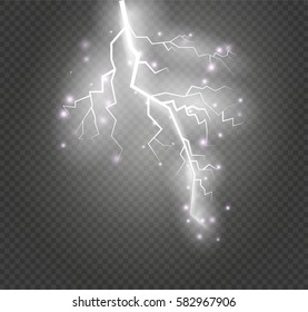isolated realistic lightnings with transparency for design. Thunder-storm and lightnings. Magic and bright lighting effects. Natural effects
