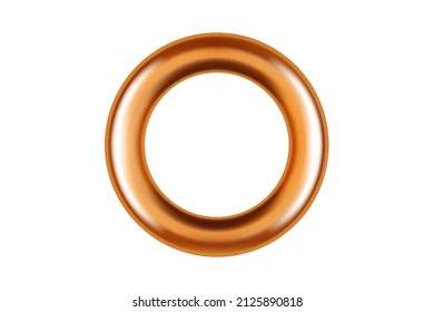 Isolated realistic metal brass grommet ring for paper, card, tag, sticker or hanger. Banner steel or chrome circle eyelet on white background. Vector illustration