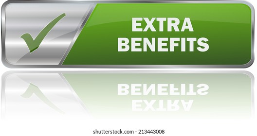 isolated realistic modern green 3D vector eps10 extra benefits label sign