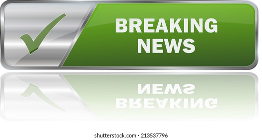 isolated realistic modern green 3D vector eps10 breaking news label sign