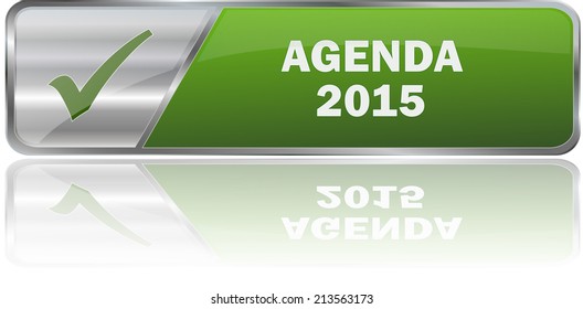 isolated realistic modern green 3D vector eps10 agenda 2015 label sign