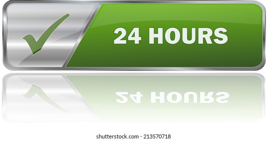isolated realistic modern green 3D vector eps10 24 hours label sign