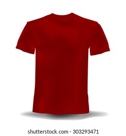 Isolated realistic red template t-shirts on a white background. Vector illustration