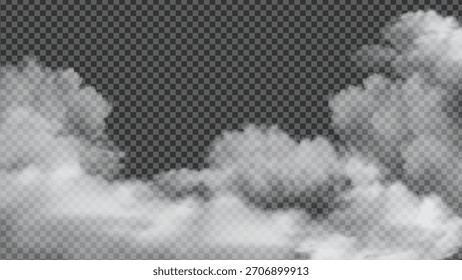 Einzeln realistischer Spezialeffekt von Dampf, Rauch, Nebel, Wolken auf transparentem Hintergrund