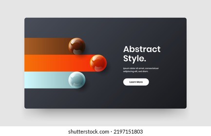 Isolated realistic spheres annual report layout. Abstract magazine cover vector design template.