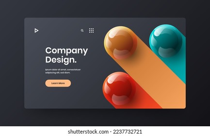 Isolated realistic spheres book cover layout. Geometric banner vector design illustration.
