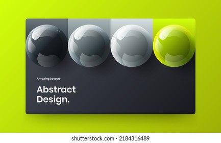 Isolated realistic spheres company cover layout. Amazing corporate brochure design vector concept.