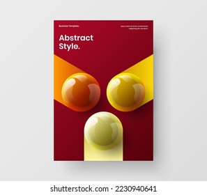Isolated realistic spheres leaflet concept. Creative corporate brochure vector design template.
