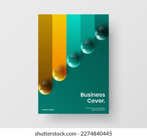 Isolated realistic spheres poster concept. Trendy company cover vector design template.