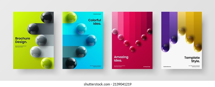 Isolated realistic spheres presentation illustration bundle. Abstract cover vector design concept collection.