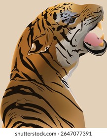 Isolated Realistic Tiger Vector Art Sumatran Tiger Vector Art Illustration Medium Close Up Tiger Vector Illustration