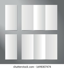 Isolated Realistic Trifold Standard Leaflet Editable Mockup For Layout Presentation, Empty Page, Set 1