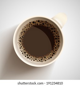 Isolated realistic vector cup of hot coffee.