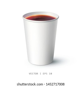 Isolated realistic vector mockup cup for coffee or tea. Front, side and top view. Vector illustration