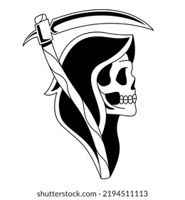Isolated reaper tattoo Death Halloween season Vector