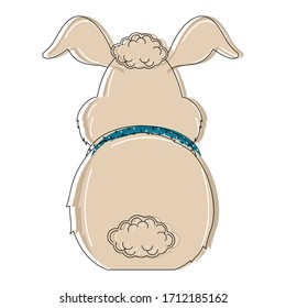 Vista trasera aislada de un conejo - Vector