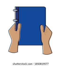 Isolated receive notebook activity home with hands icon- Vector