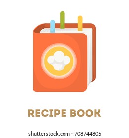 Isolated recipe book with bookmarks on white background.