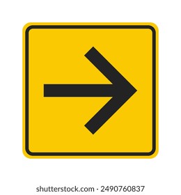 Isolated rectangle yellow arrow direction sign, traffic sign, road safety label