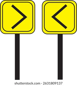 Isolated rectangle yellow arrow direction sign, traffic sign, road safety label