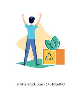 Isolated recycle box and avatar man design