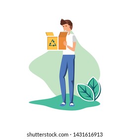 Isolated recycle box and avatar man design