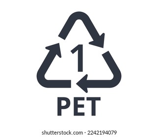 Isolated Recycle PET logo, number 1. Concept of ecology and packaging.
