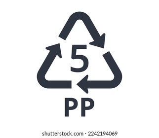 Isolated Recycle PP logo, number 5. Concept of ecology and packaging.
