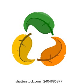 Reciclaje aislado, reutilización, reducción de la señal de residuos hecha de tres hojas en forma de triángulo de ciclo para verde, ecología, signo de sostenibilidad