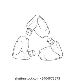 Isolated recycle, reuse, renew icon made from outline used bottle shape in triangle, for ecology, recycle, green symbol 