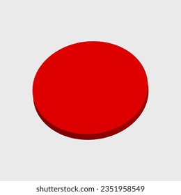 A isolated red 3d vector round icon.
