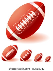 isolated  red american footballs on the white background