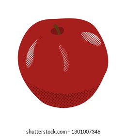 Isolated red apple. Halftone style. Vector illustration design