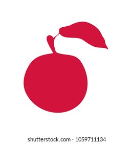 Isolated red apple. Icon of fruit. Vector illustration.