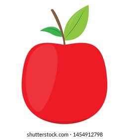 Isolated red apple with a leaf - Vector