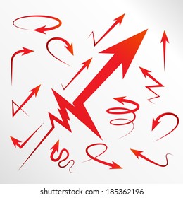 isolated red arrows, Vector graphic