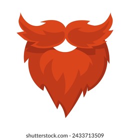An isolated red beard with a mustache. For posters, flyers, stickers, banners, gifts for the St. Patrick's Day holiday. Vector illustration of modern Irish colors. The beard is a haircut