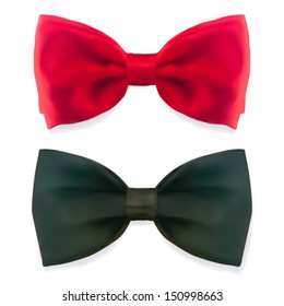 isolated red and black bow ties, vector