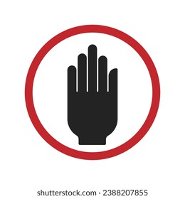 Isolated red black round sign Hand for Authorized Personnel Only, Do not enter sign, No trespassing, Prohibit people from passing, Staff Only, Stop