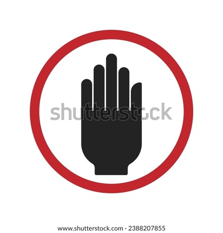 Isolated red black round sign Hand for Authorized Personnel Only, Do not enter sign, No trespassing, Prohibit people from passing, Staff Only, Stop