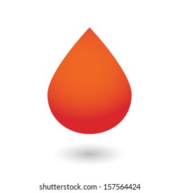 An isolated red blood drop with shadow