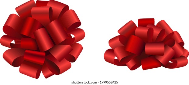 Isolated red bow vecator. Side and top view