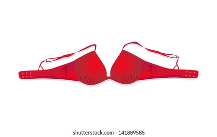 Isolated red bra on white background - illustration