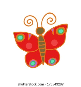Isolated red butterfly